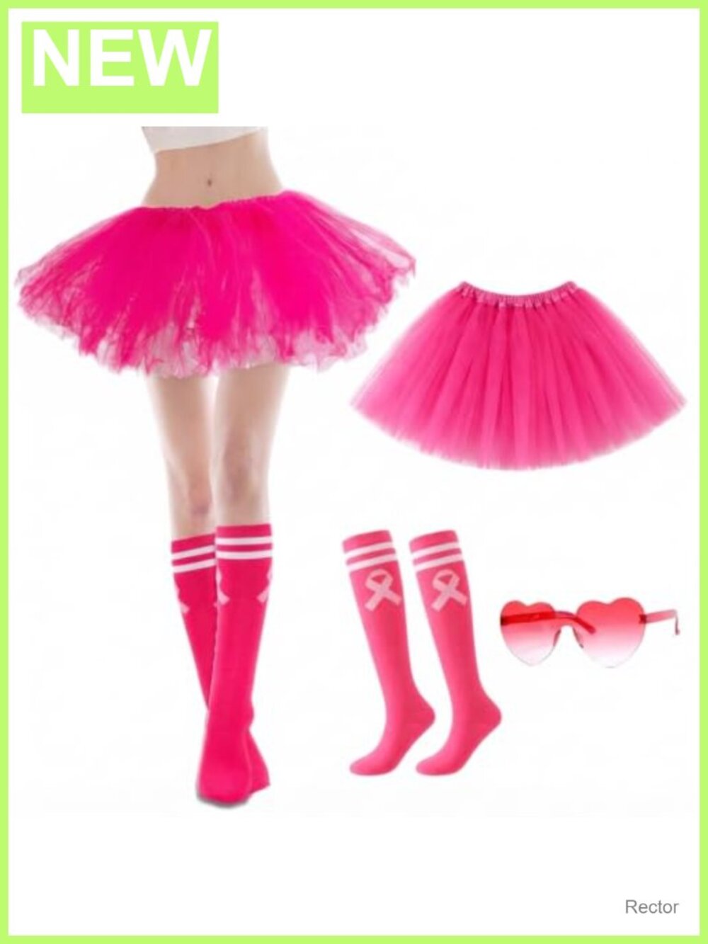 Hot Tutu Skirt Set Heart Sunglasses Knee High Socks 3 Piece Costume Accessory
